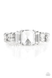 Paparazzi Born To Rule - White - Rhinestones - Dainty Band Ring - The Jewelry Box Collection 