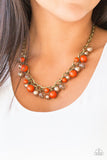 Paparazzi The GRIT Crowd - Orange Necklace & matching earrings