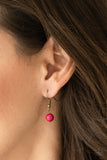 Paparazzi The GRIT Crowd - Pink - Pearly Brass Beads - Bold Brass Chain Necklace & Earrings