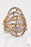 Stratospheric – Paparazzi – Brown Rhinestone Silver Band Ring