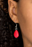 Paparazzi Very Venturous - Red - Floral and Tribal Inspired Shimmer Silver Necklace