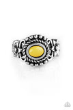 Paparazzi All Summer Long - Yellow Bead - Silver Ring - The Jewelry Box Collection 