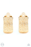 Paparazzi Cirque Du Couture - Gold - Rippling Textures - Clip On Earrings