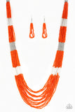 Paparazzi Let It BEAD - Orange Necklace and Matching Earrings