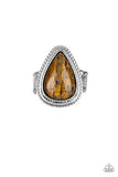 Paparazzi Mojave Mist - Brown - Tiger's Eye Stone - Silver Teardrop Ring