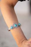 Paparazzi Tiger Retreat - Blue Turquoise Stone - Silver Cuff Bracelet - Fashion Fix / Trend Blend Exclusive January 2020