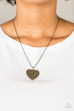 Paparazzi Look Into Your Heart Brass Necklace and matching Earrings