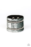 Paparazzi MERMAID Service - Green / Silver Sequin - Blinding White Rhinestones - Wrap Bracelet