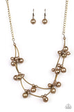 Paparazzi Wedding BELLES - Brass - Pearly Beads - Necklace and matching Earrings