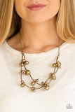 Paparazzi Wedding BELLES - Brass - Pearly Beads - Necklace and matching Earrings
