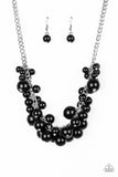 Paparazzi Glam Queen Black Pearl Necklace and Matching Earrings