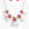Paparazzi Cougar - Red necklace and Matching Earrings
