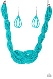 Paparazzi A Standing Ovation - Light Blue- Necklace and matching Earrings - The Jewelry Box Collection 