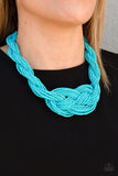 Paparazzi A Standing Ovation - Light Blue- Necklace and matching Earrings - The Jewelry Box Collection 