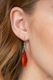 Paparazzi Irresistible Iridescence - Red Teardrops - Silver Necklace and matching Earrings