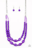 Paparazzi Sundae Shoppe - Purple Beads - Silver Necklace and matching Earrings