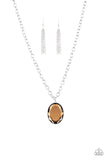 Paparazzi Light As HEIR - Brown - Oval Gem - Silver Necklace & Earrings