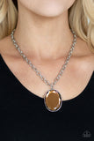 Paparazzi Light As HEIR - Brown - Oval Gem - Silver Necklace & Earrings