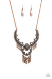Paparazzi Rogue Vogue - Copper - Antiqued Plates Pendant - Necklace and matching Earrings
