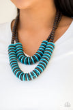 Paparazzi Dominican Disco - Blue Wood Necklace - The Jewelry Box Collection 