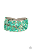 Paparazzi CRUSH To Conclusions - Green - Double Wrap / Snap Bracelet