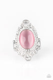 Paparazzi Riviera Royalty - Pink Moonstone - White Rhinestones - Silver Ring