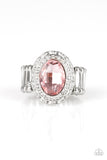 Paparazzi Fiercely Flawless - Pink Gem - White Rhinestones - Silver Ring