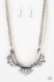 Paparazzi Bow Before The Queen - White PEARLS - Necklace & matching Earrings - The Jewelry Box Collection 