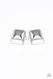 Paparazzi Stellar Square - Silver Earring - The Jewelry Box Collection 