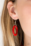 Paparazzi Chromatic Charm - Red Acrylic - Silver Chain Necklace and matching Earrings