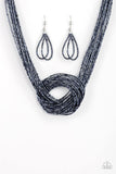 Paparazzi Knotted Knockout - Blue Seedbead Necklace - The Jewelry Box Collection 