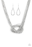 Paparazzi Knotted Knockout - Silver Seedbead Necklace - The Jewelry Box Collection 