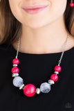 Paparazzi Daytime Drama - Pink Beads - Necklace and matching Earrings