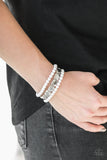 Paparazzi Fiesta Flavor - White - Faceted Silver Beads - Set of 3 Bracelets