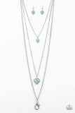Paparazzi Heart Song Green Layered Silver Necklace and matching Earrings - The Jewelry Box Collection 