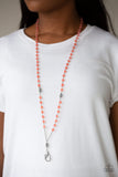 Paparazzi Tassel Takeover - Orange Lanyard Necklace with Matching Earrings