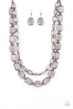 Paparazzi Ice Bank - Black Acrylic - Necklace and matching Earrings