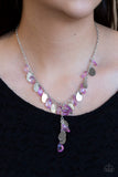 Paparazzi Sailboat Sunsets - Purple Teardrops - Silver Necklace and matching Earrings