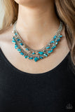 Paparazzi Pebble Pioneer - Blue Necklace and Matching Earrings