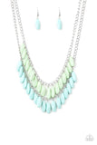 Paparazzi Beaded Boardwalk - Blue and Green Necklace with Matching Earrings - The Jewelry Box Collection 
