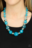 Paparazzi Dine and Dash - Blue - Shimmery Silver Accents - Necklace & Earrings