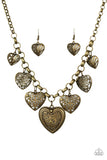 Paparazzi Love Lockets - Brass- Necklace and Matching Earrings