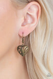 Paparazzi Love Lockets - Brass- Necklace and Matching Earrings