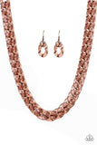 Paparazzi Put It On Ice - Copper - Acrylic Necklace and matching Earrings