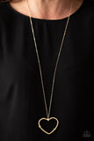 Paparazzi Straight From The Heart - Gold Necklace with matching earrings