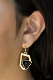 Paparazzi GEO-ing, GEO-ing, Gone - Gold - Black Beads - Necklace and matching Earrings