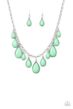 Paparazzi Jaw-Dropping Diva - Green - Teardrop Beads - Necklace & Earrings