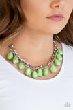 Paparazzi Take The COLOR Wheel! - Green Beads - Silver Necklace and matching Earrings. - The Jewelry Box Collection 