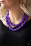Paparazzi Right As RAINFOREST Purple Seed Beads - Necklace and matching Earrings - The Jewelry Box Collection 