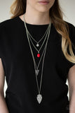 Paparazzi Grounded In ARTIFACT - Red Necklace and Matching Earrings